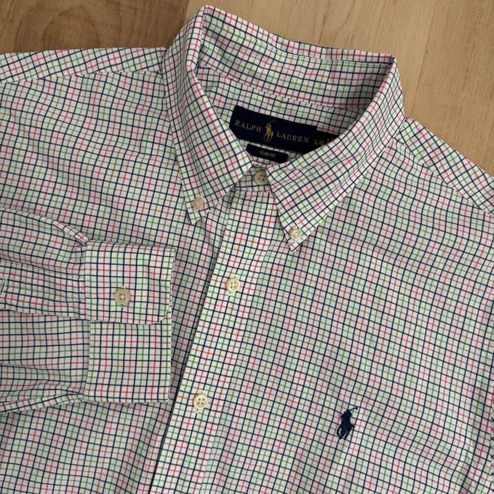 Ralph Lauren Men’s Large Cotton Easter Slim Fit Long Sleeve Button Down Shirt